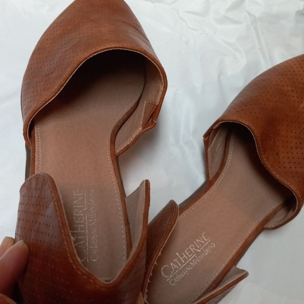 Catherine Malandrino Size 7 Brown Faux Leather Pointed Toe Flats - Picture 7 of 11